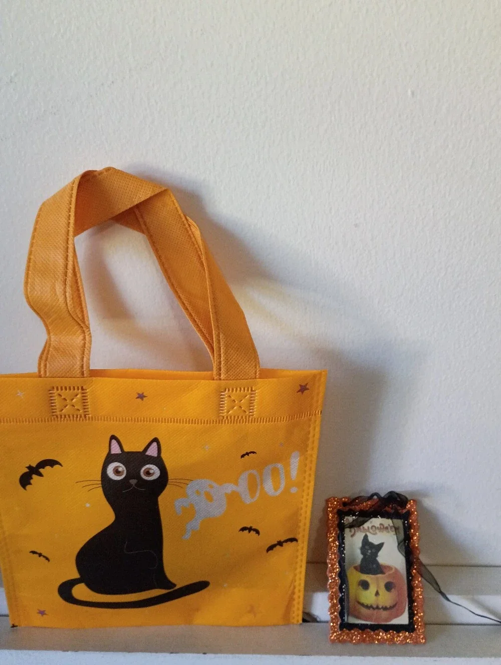 Halloween Cat Tote Bag - Orange - Set